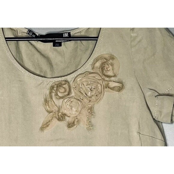 LOVE Moschino Tan Shift Dress w/ Rosettes & Belt Tie Sz 10 (US) 46 (IT) - Picture 4 of 7